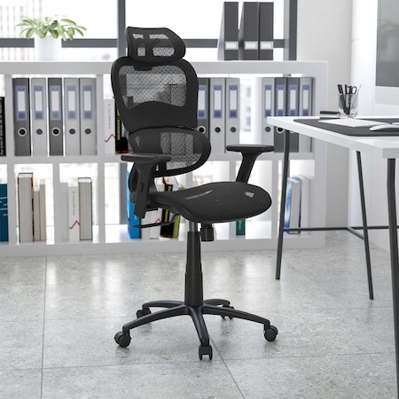 Flash Furniture Office Chair, Mesh, Black H-LC-1388F-1K-BK-GG